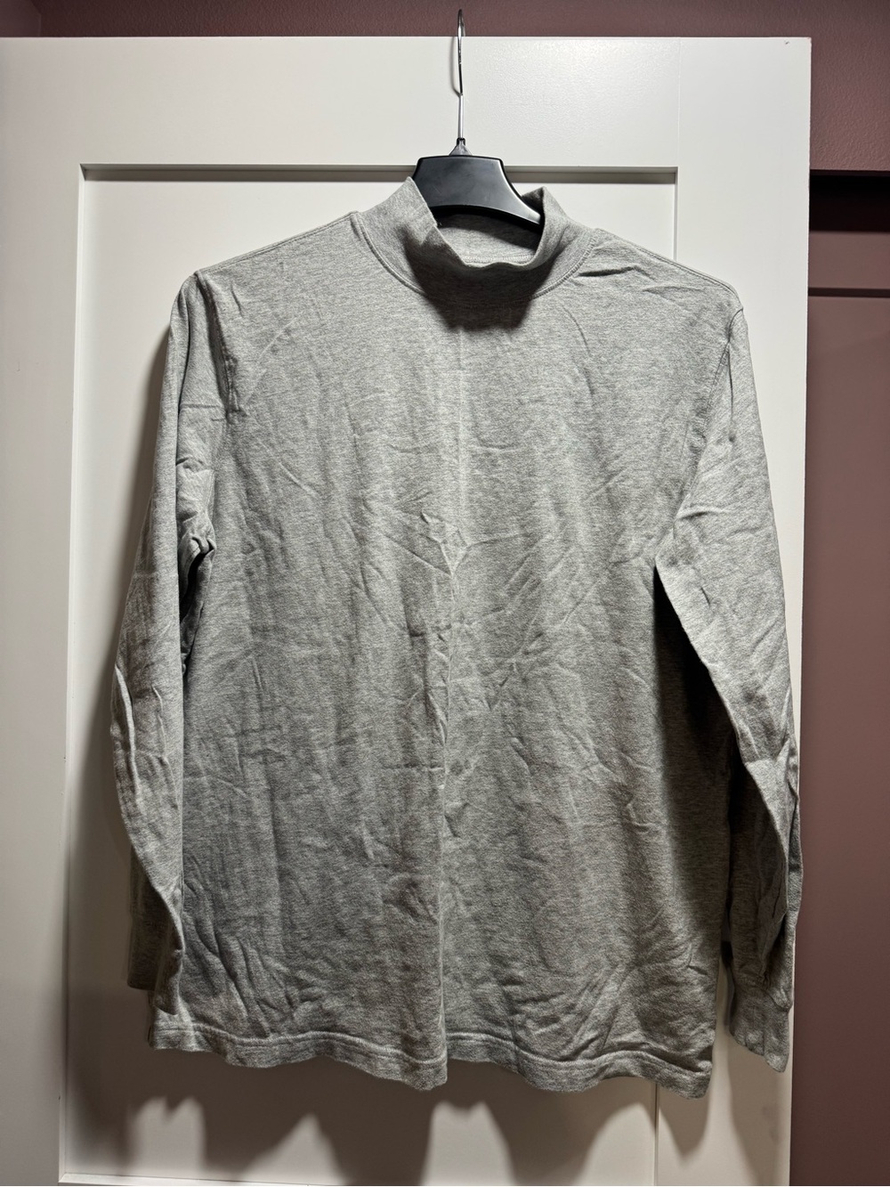 Lands' End Men's Light Gray Long-Sleeve Mock Neck Shirt